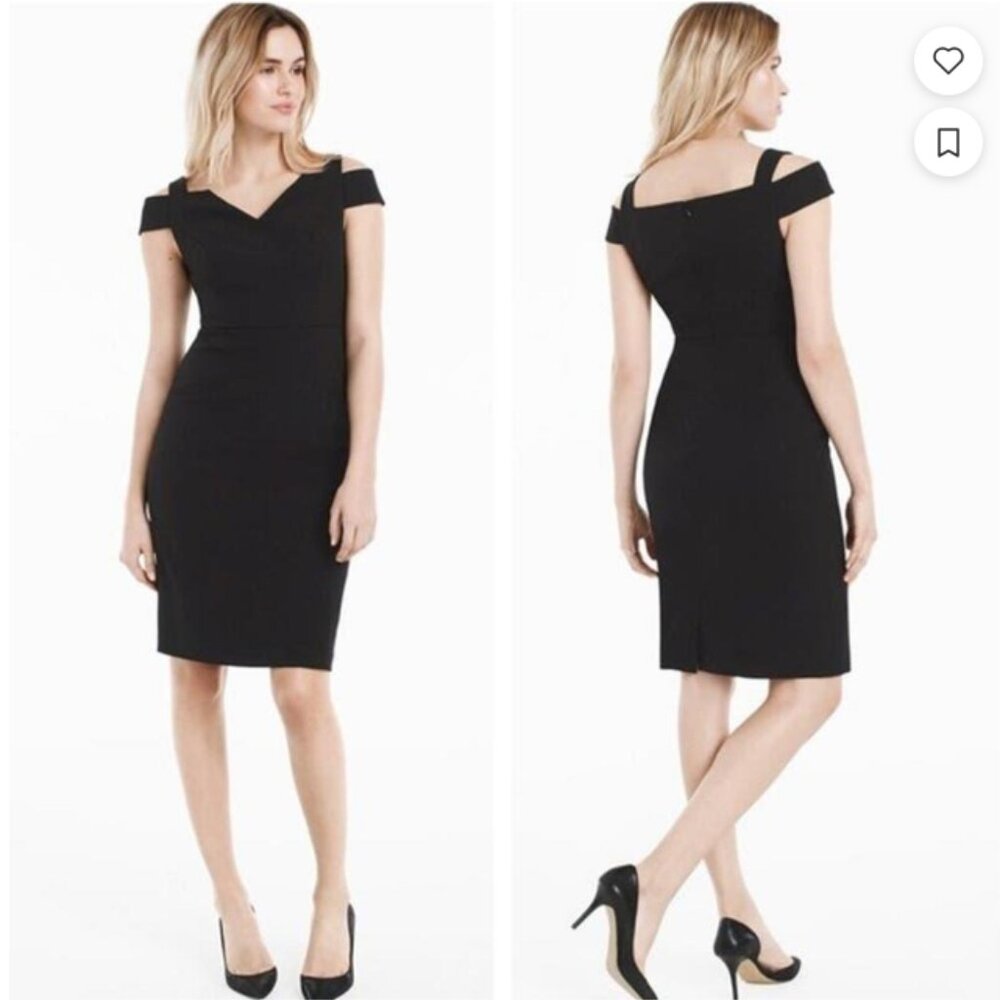 WHBM Cold-Shoulder V-Neck Sheath Dress in Black 2